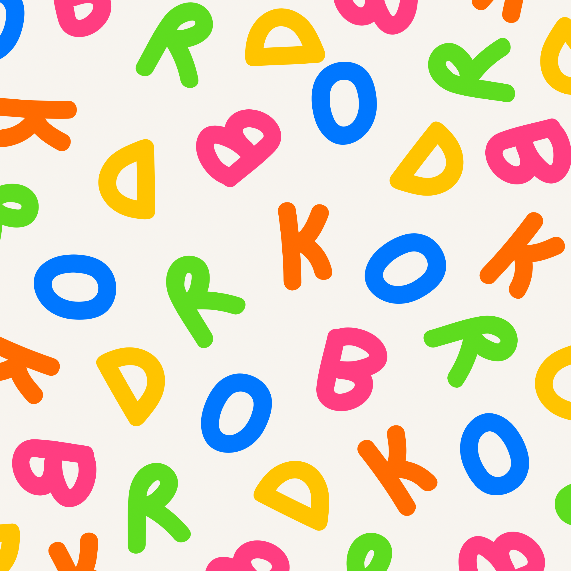 Colorful letters on a white background